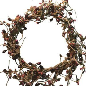 Rustic Grapevine Wreath  Red Burgundy Berry Accents Cottagecore farmhouse 9 in